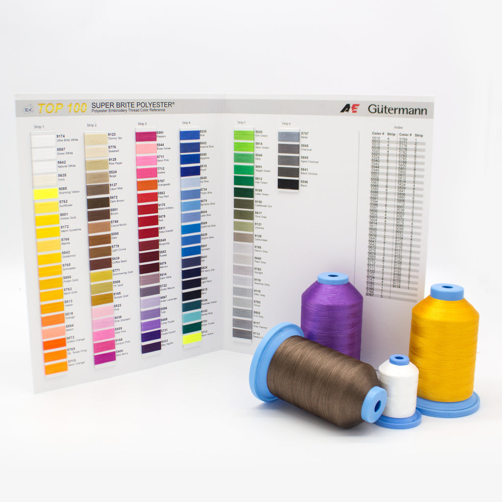 Robison-Anton Super Brite Polyester Top 100 Thread Color Card